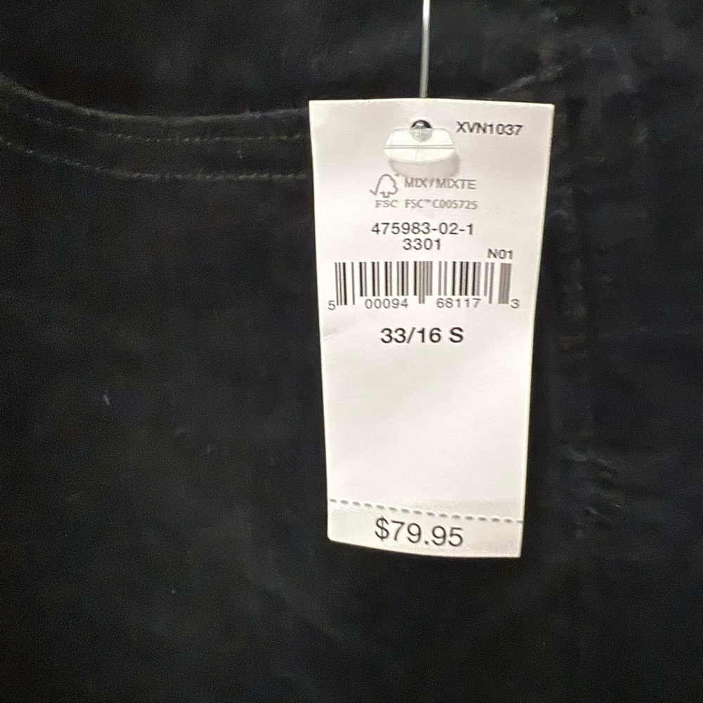 Gap size 33 short black velvet pant
